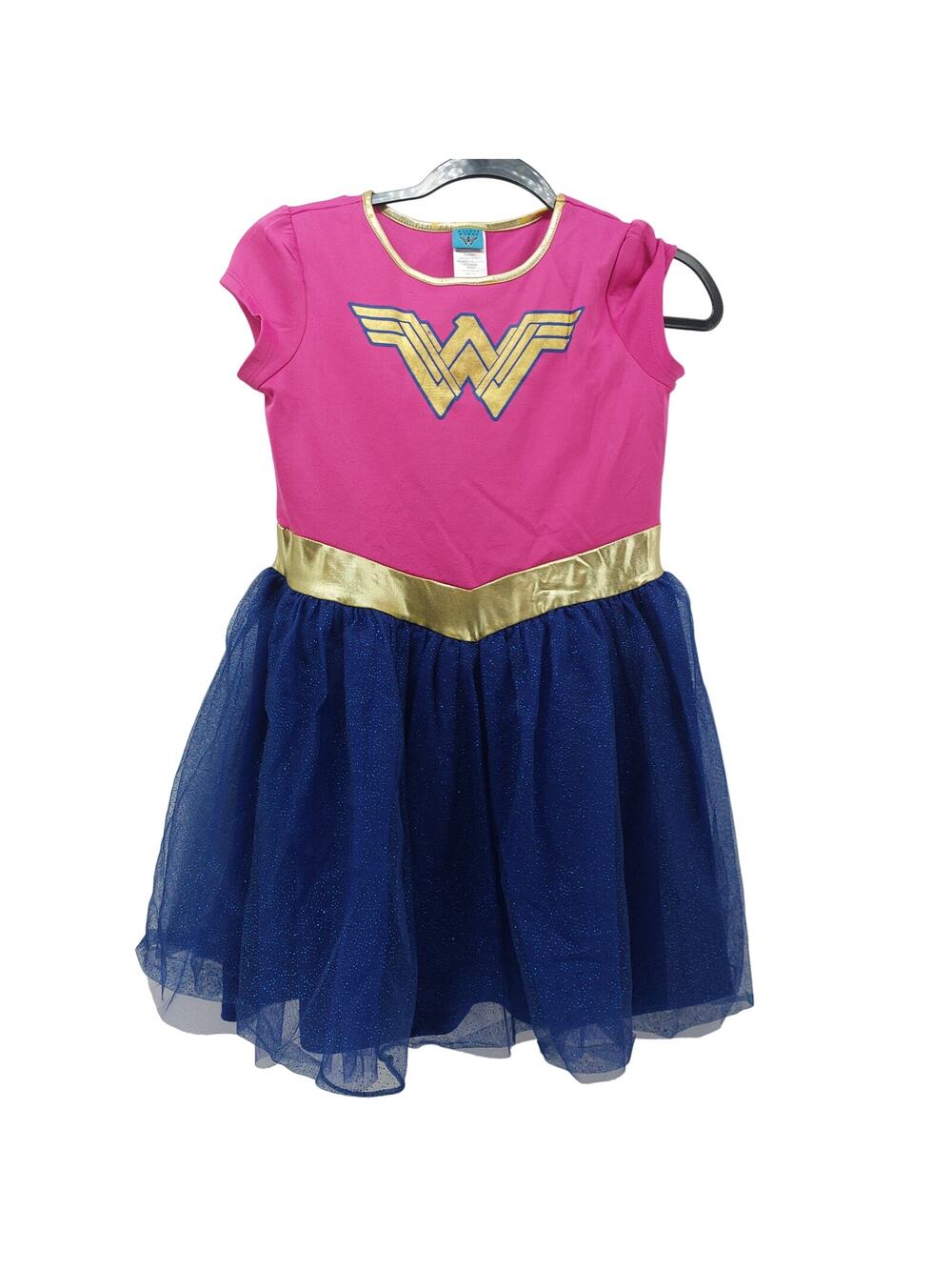 Wonder Woman Large (10-12) Costume Pink Blue Tutu Dress Short Sleeve